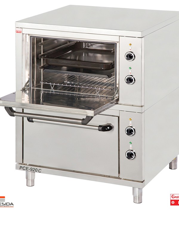 Klasična električna dvoetažna peč z ventilacijo in možnostjo uporaba pekarskih pladnjev velikosti GN 2/1 Gastro Haal Saksida