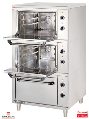 Klasična električna troetažna peč z ventilacijo in možnostjo uporaba pekarskih pladnjev velikosti GN 2/1 Gastro Haal Saksida